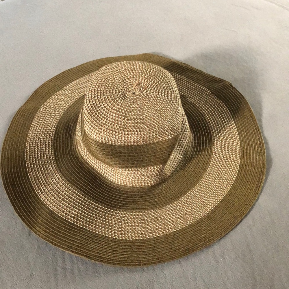 D&Y Hat Women's Brown Striped Floppy Sun Hat‎